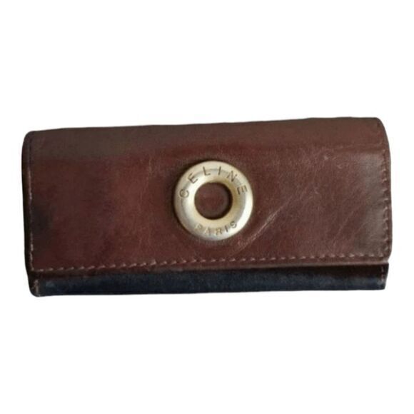 Vintage Celine key organizer fob chocolate‎ brown leather + suede - Picture 1 of 4